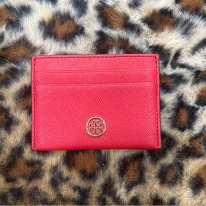 Tory Burch Leather Flat Cardholder in Red